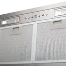 ZLINE 20.5 in. Ducted Wall Mount Range Hood Insert with LED Lighting in Stainless Steel (E690) close-up, filters.