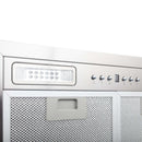 ZLINE 20.5 in. Ducted Wall Mount Range Hood Insert with LED Lighting in Stainless Steel (E690) close-up, built-in lighting.