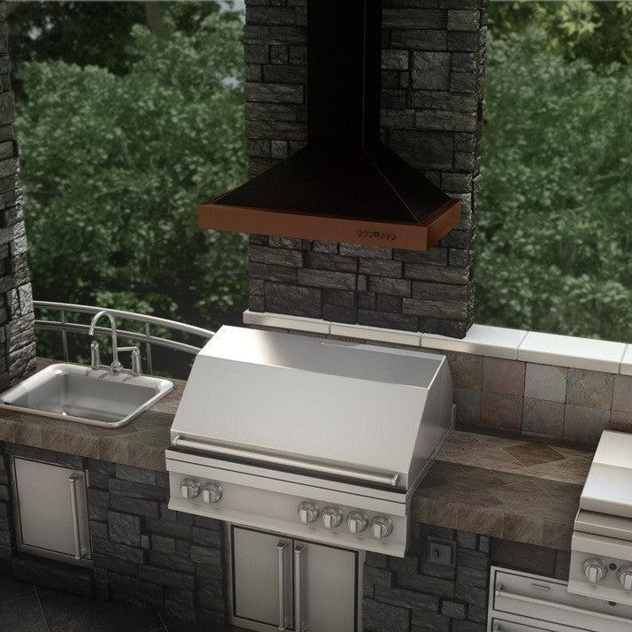 ZLINE 30 in. Convertible Vent Designer Series Wall Mount Range Hood in Oil-Rubbed Bronze with Copper Bands (KB2-BCXXX-30)