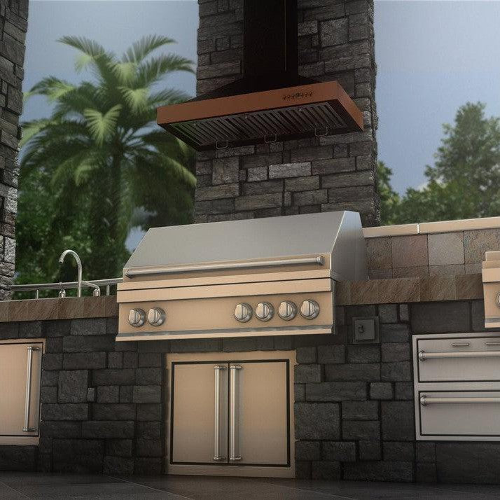 ZLINE 30 in. Convertible Vent Designer Series Wall Mount Range Hood in Oil-Rubbed Bronze with Copper Bands (KB2-BCXXX-30)