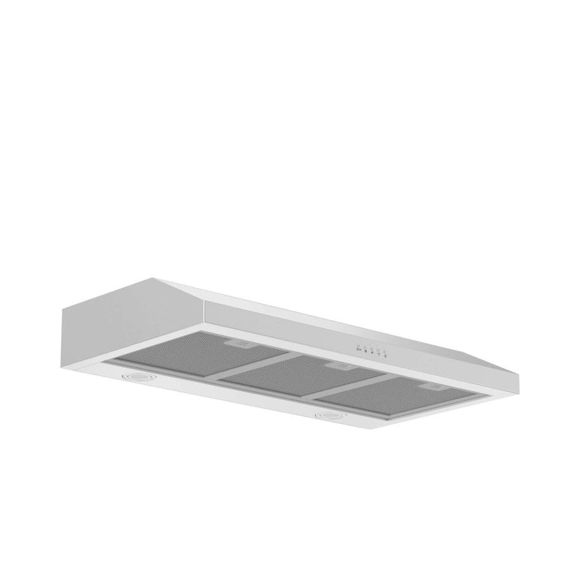 ZLINE 30 inch 280 CFM Ducted Under Cabinet Range Hood in Stainless Steel - Hardwired Power (615-30) side under.