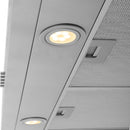 ZLINE 30 in. Ducted Under Cabinet Range Hood in Stainless Steel - Hardwired Power (617-30) close-up, built-in LED lights.