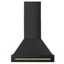 ZLINE Autograph Edition 30 in. Black Stainless Steel Range Hood with Champagne Bronze Handle (BS655Z-30-CB) front.