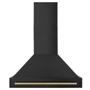 ZLINE Autograph Edition 36 in. Black Stainless Steel Range Hood with Champagne Bronze Handle (BS655Z-36-CB) front.