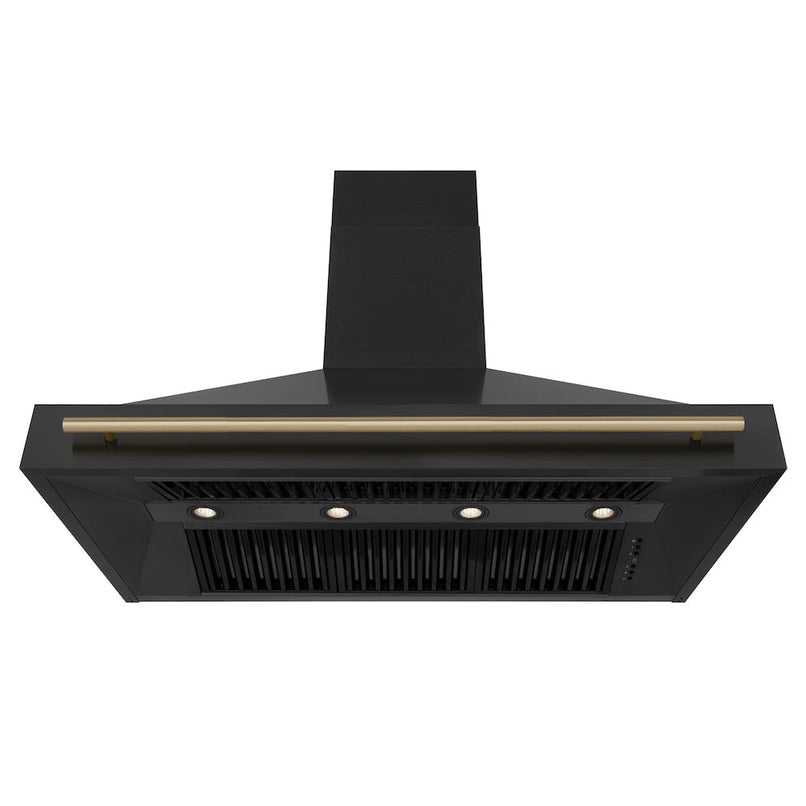 ZLINE 48 in. Black Stainless Steel Range Hood with Champagne Bronze Handle (BS655Z-48-CB) under.