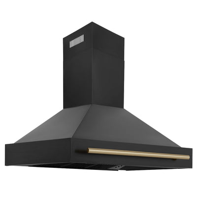 ZLINE 48 in. Black Stainless Steel Range Hood with Champagne Bronze Handle (BS655Z-48-CB)