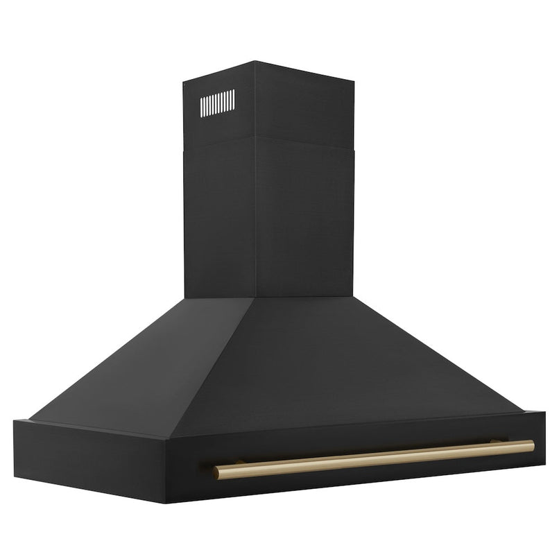 ZLINE 48 in. Black Stainless Steel Range Hood with Champagne Bronze Handle (BS655Z-48-CB) side.