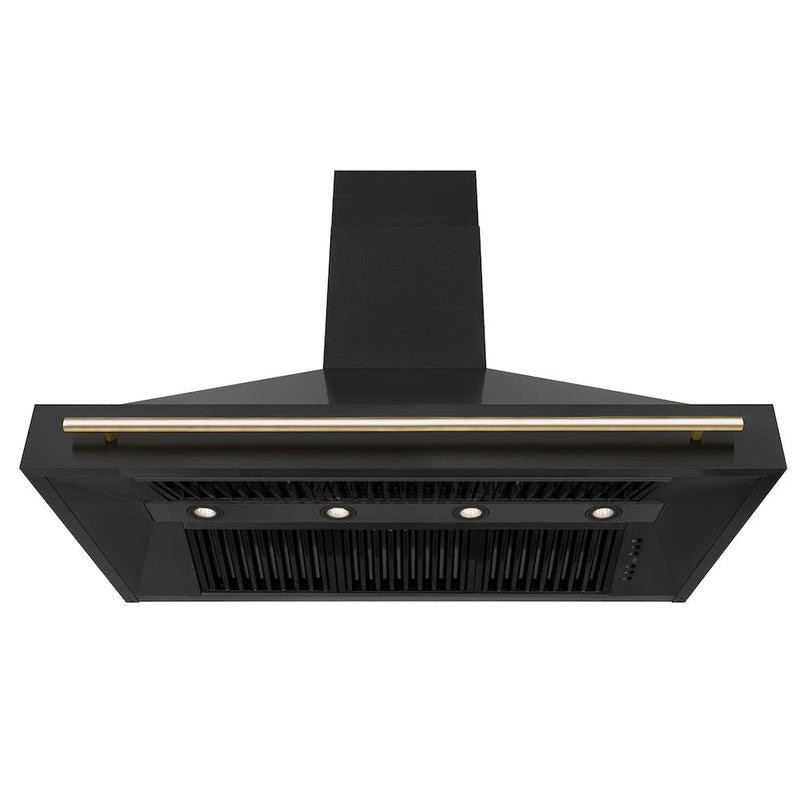 ZLINE 48 in. Black Stainless Steel Range Hood with Polished Gold Handle (BS655Z-48-G) under.