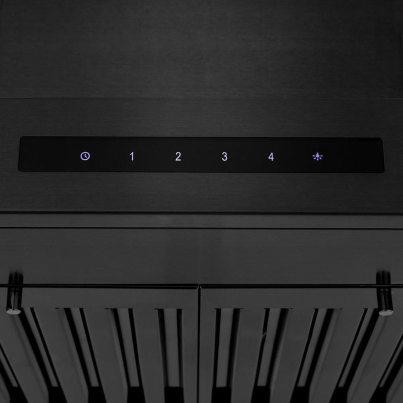 ZLINE 30 in. Convertible Vent Wall Mount Range Hood in Black Stainless Steel with Crown Molding (BSKENCRN-30)