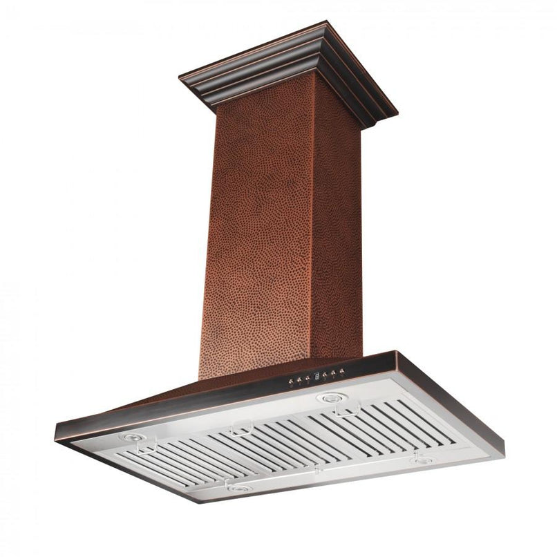 ZLINE 30 in. Designer Series Hand Hammered Copper Convertible Vent Island Mount Range Hood (8GL2Hi-30)