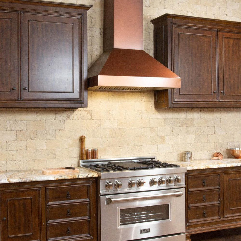 ZLINE 48 in. Designer Series Ducted Wall Mount Range Hood in Copper (8667C-48)