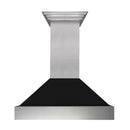 ZLINE 36 in. Ducted Satin Stainless Steel Wall Mount Range Hood with Black Matte Shell (8654BLM-36)
