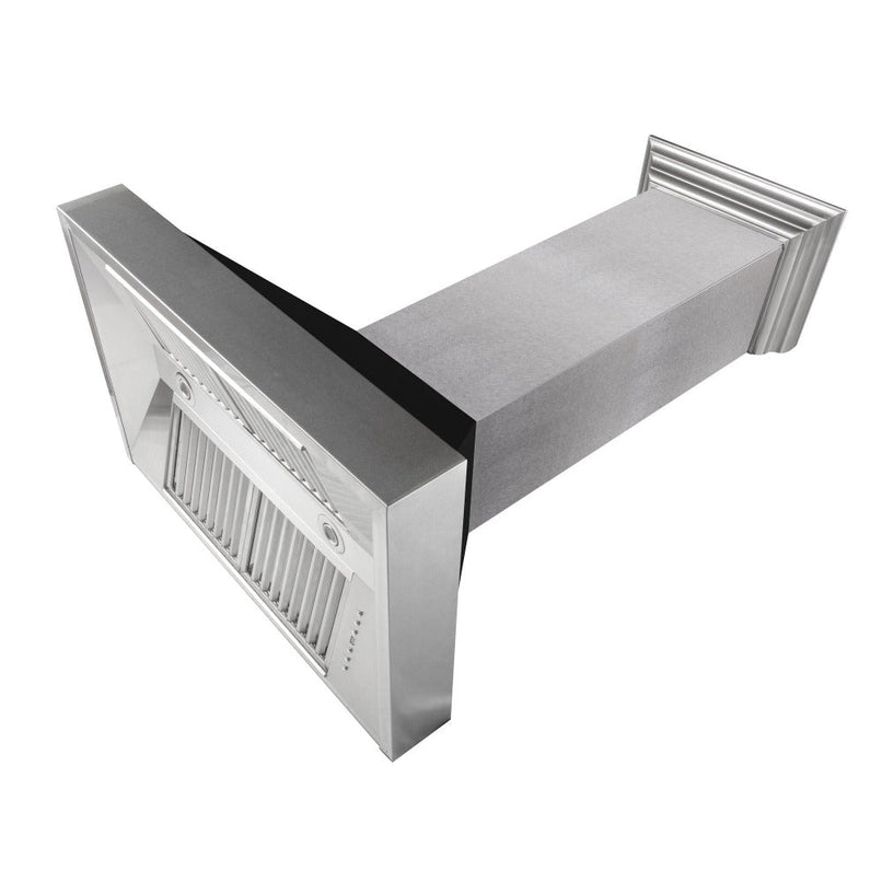 ZLINE 48 in. Ducted Satin Stainless Steel Wall Mount Range Hood with Black Matte Shell (8654BLM-48)