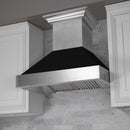 ZLINE 48 in. Ducted Satin Stainless Steel Wall Mount Range Hood with Black Matte Shell (8654BLM-48)