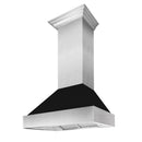 ZLINE 48 in. Ducted Satin Stainless Steel Wall Mount Range Hood with Black Matte Shell (8654BLM-48)