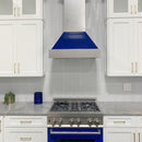 ZLINE 30 in. Ducted Satin Stainless Steel Wall Mount Range Hood with Blue Gloss Shell (8654BG-30)
