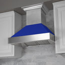 ZLINE 30 in. Ducted Satin Stainless Steel Wall Mount Range Hood with Blue Matte Shell (8654BM-30)