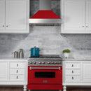 ZLINE 48 in. Ducted Satin Stainless Steel Wall Mount Range Hood with Red Matte Shell (8654RM-48)