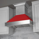 ZLINE 48 in. Ducted Satin Stainless Steel Wall Mount Range Hood with Red Matte Shell (8654RM-48)