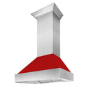 ZLINE 48 in. Ducted Satin Stainless Steel Wall Mount Range Hood with Red Matte Shell (8654RM-48)