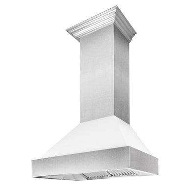 ZLINE 36 in. Ducted Satin Stainless Steel Wall Mount Range Hood with White Matte Shell (8654WM-36)