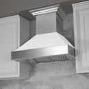 ZLINE 36 in. Ducted Satin Stainless Steel Wall Mount Range Hood with White Matte Shell (8654WM-36)