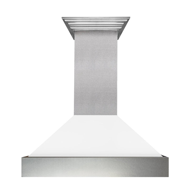 ZLINE 36 in. Ducted Satin Stainless Steel Wall Mount Range Hood with White Matte Shell (8654WM-36)