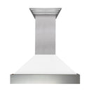 ZLINE 48 in. Ducted Satin Stainless Steel Wall Mount Range Hood with White Matte Shell (8654WM-48)