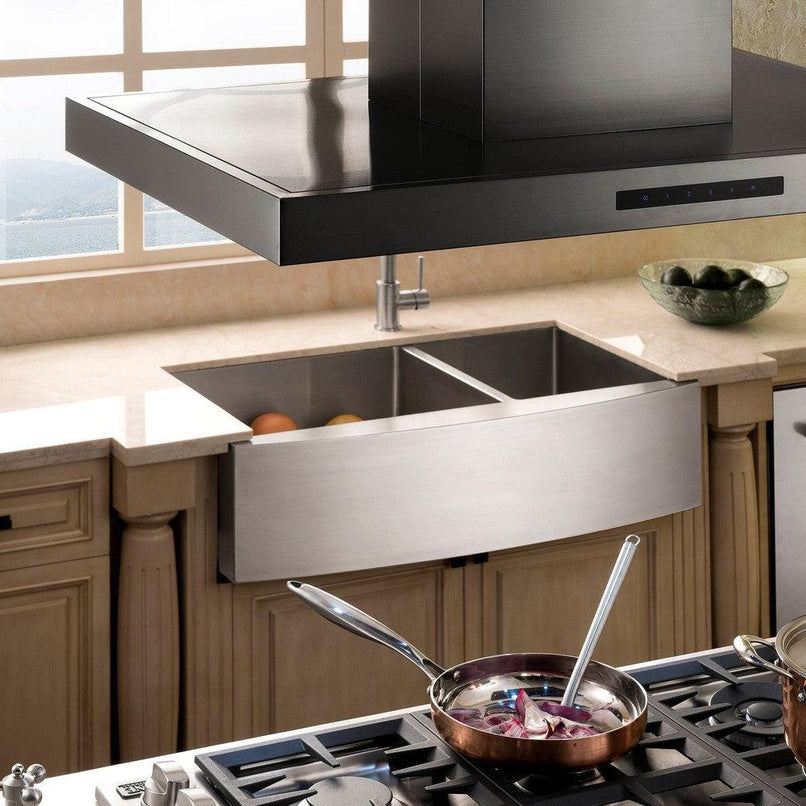 ZLINE 36 in. Convertible Island Mount Range Hood in Black Stainless Steel (BSKE2iN-36)