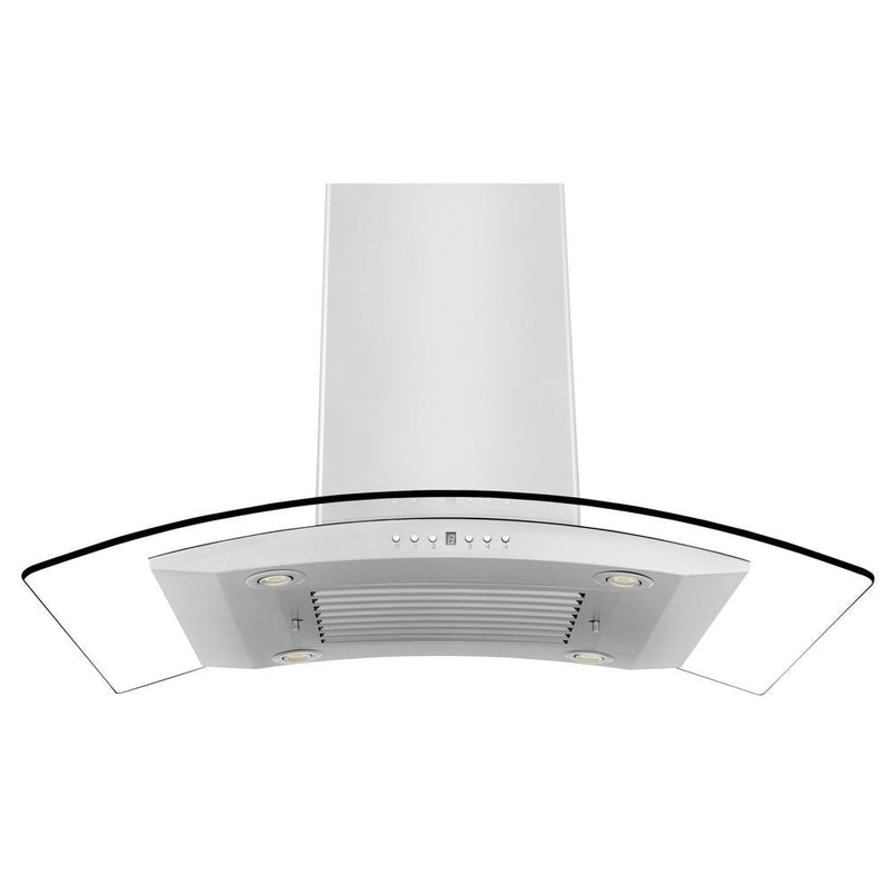 ZLINE 30 in. Convertible Vent Island Mount Range Hood in Stainless Steel and Glass (GL14i-30)