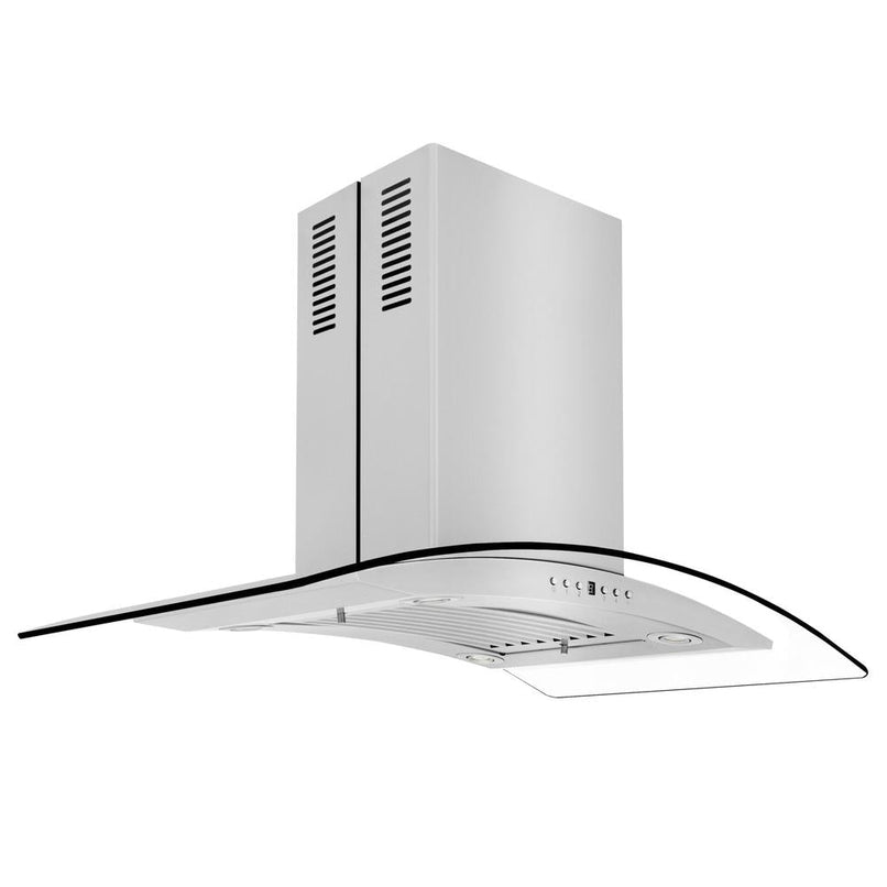 ZLINE 36 in. Convertible Vent Island Mount Range Hood in Stainless Steel and Glass (GL14i-36)