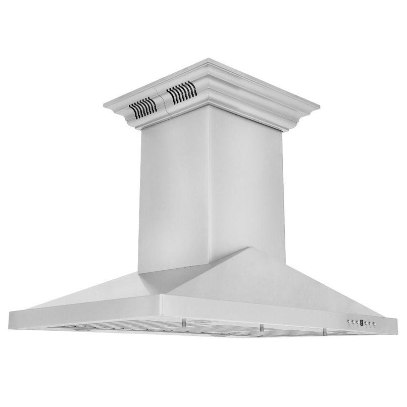 ZLINE 30 in. CrownSound™ Ducted Vent Island Mount Range Hood in Stainless Steel with Built-in Bluetooth Speakers (GL1iCRN-BT-30)