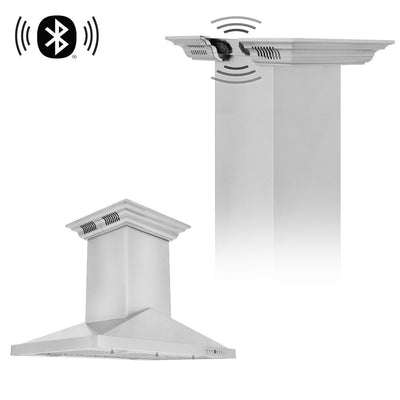 ZLINE 36 in. CrownSound™ Ducted Vent Island Mount Range Hood in Stainless Steel with Built-in Bluetooth Speakers (GL1iCRN-BT-36)