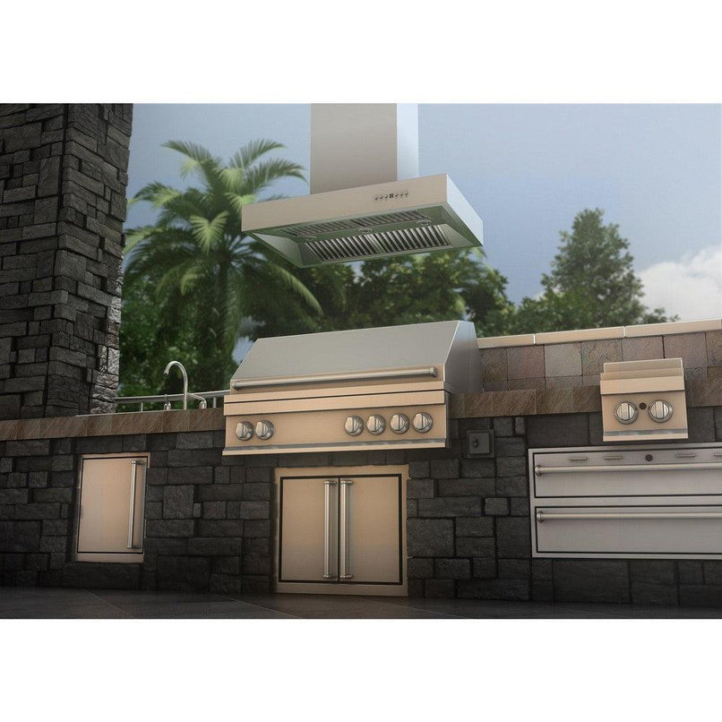 ZLINE 42 in. Ducted Outdoor Island Mount Range Hood in Stainless Steel (KECOMi-304-42)