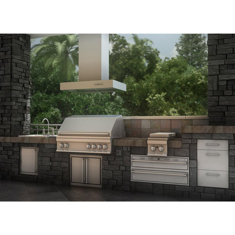 ZLINE 42 in. Ducted Outdoor Island Mount Range Hood in Stainless Steel (KECOMi-304-42)