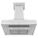 ZLINE 30 in. Designer Series Wall Mount Range Hood in Satin Stainless Steel with Mirror Accents (655MR-30) under.