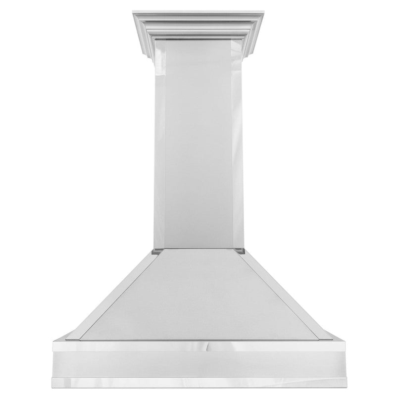 ZLINE 30 in. Designer Series Wall Mount Range Hood in Satin Stainless Steel with Mirror Accents (655MR-30) front.