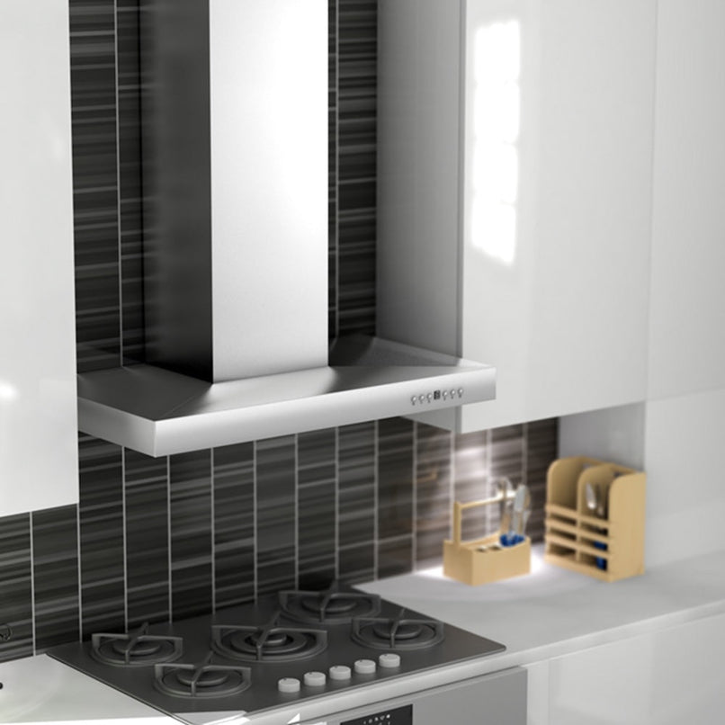 ZLINE 36 in. Convertible Vent Wall Mount Range Hood in Stainless Steel with Crown Molding (KECRN-36)