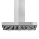 ZLINE 36 in. Convertible Vent Wall Mount Range Hood in Stainless Steel with Crown Molding (KECRN-36) underneath.