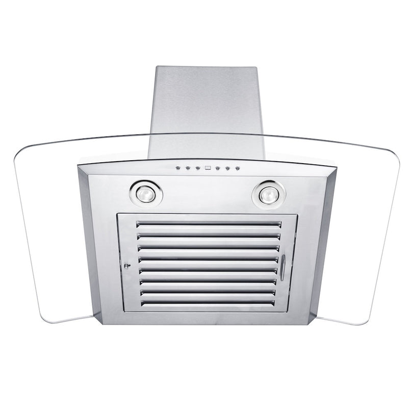 ZLINE 36 in. Convertible Vent Wall Mount Range Hood in Stainless Steel and Glass with Crown Molding (KZCRN-36) bottom.