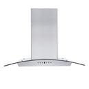 ZLINE 36 in. Convertible Vent Wall Mount Range Hood in Stainless Steel and Glass with Crown Molding (KZCRN-36) front.