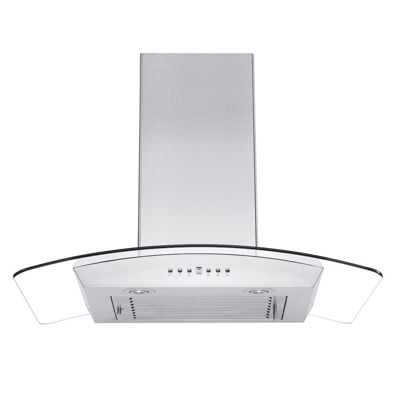 ZLINE 36 in. Convertible Vent Wall Mount Range Hood in Stainless Steel and Glass with Crown Molding (KZCRN-36) under.