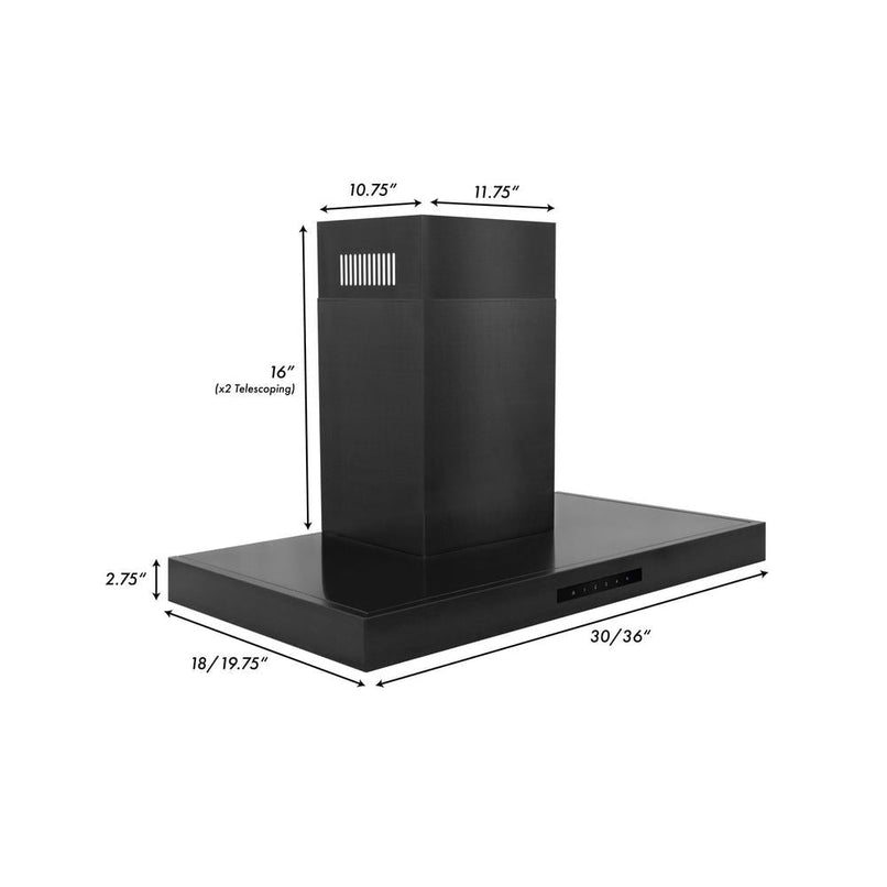 ZLINE 30 in. Convertible Vent Wall Mount Range Hood in Black Stainless Steel (BSKEN-30)