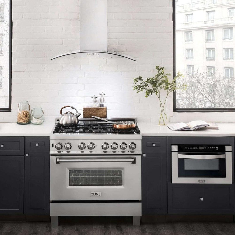 ZLINE 30 in. Convertible Vent Wall Mount Range Hood in Stainless Steel and Glass (KN4-30)