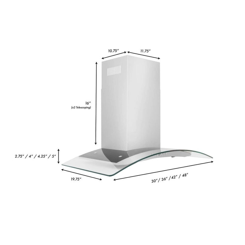 ZLINE 30 in. Convertible Vent Wall Mount Range Hood in Stainless Steel and Glass (KN4-30)