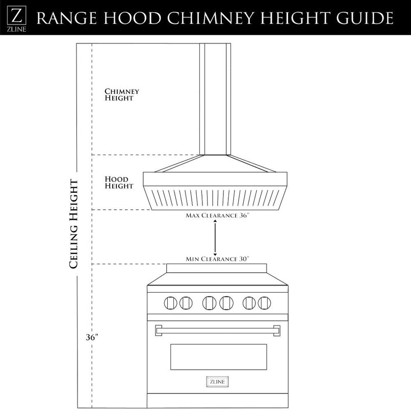 ZLINE 36 in. Convertible Vent Wall Mount Range Hood in Stainless Steel and Glass (KN4-36)