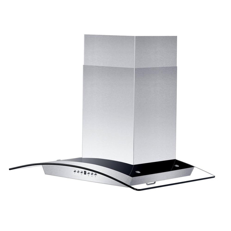 ZLINE 30 in. Convertible Vent Wall Mount Range Hood in Stainless Steel and Glass with Crown Molding (KZCRN-30)