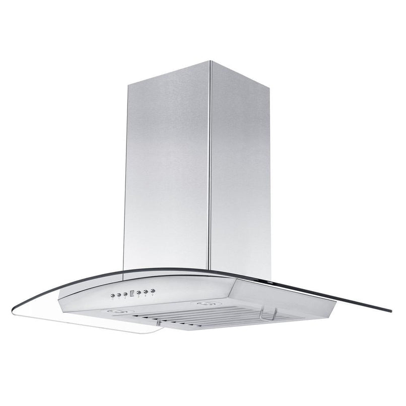 ZLINE 30 in. Convertible Vent Wall Mount Range Hood in Stainless Steel and Glass with Crown Molding (KZCRN-30)