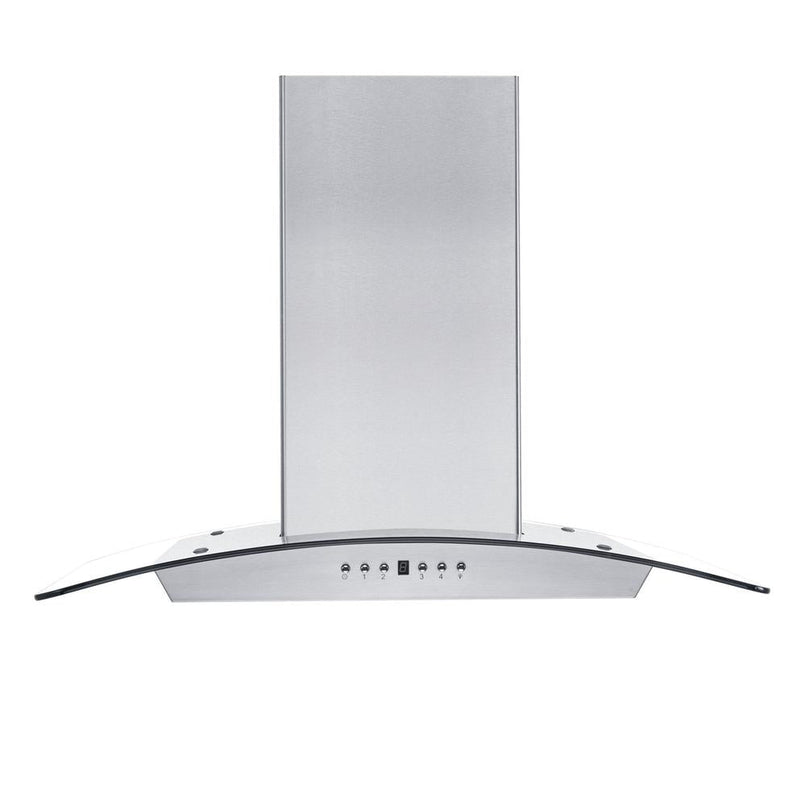 ZLINE 30 in. Convertible Vent Wall Mount Range Hood in Stainless Steel and Glass with Crown Molding (KZCRN-30)