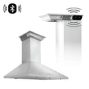ZLINE 42 in. CrownSound™ Ducted Vent Wall Mount Range Hood in Stainless Steel with Built-in Bluetooth Speakers (KL2CRN-BT-42)